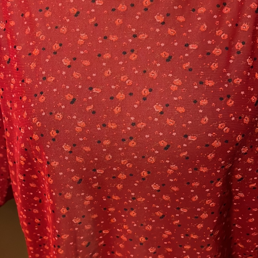 ๐FINAL PRICEโผ๏ธ Nasty gal size 8 sheer red top with floral print - Picture 2 of 4